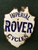 A cast iron and enamalled sign Imperial Rover Cycles