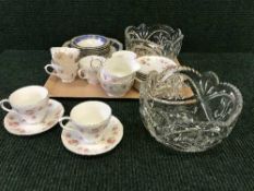 A tray of Duchess June Bouquet tea service,