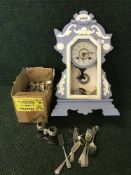 A painted American mantel clock,