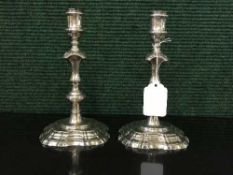 A pair of George II silver candlesticks, William Williams I, London 1744, 30.