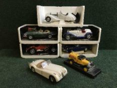 A box of assorted large die cast vehicles - Alfa Romeo Spider,