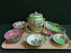 A tray of seven pieces of lustre Maling ware