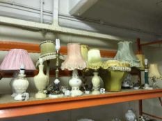 Eleven assorted table lamps