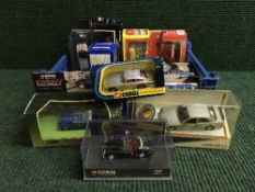 A basket of boxed Corgi James Bond DB5 Austin Martin, boxed Corgi Classics Toyota 2000 GT,