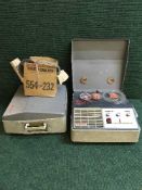 A box of two Stellaphone reel to reels, Eagle Product radio,