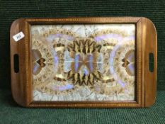 A fine inlaid mahogany butterfly tray