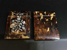 Two nineteenth century tortoiseshell card cases,