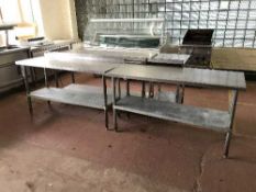 Two stainless steel prep tables