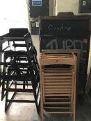 Three wooden child's high chairs,