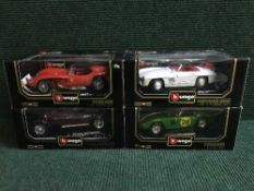 Four boxed large scale Burago die cast vehicles - Ferrari 250 GTO,