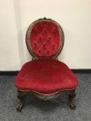 A Victorian mahogany lady's salon chair