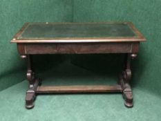 A late 19th century library table with inset leather top fitted one drawer