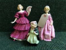 Two Royal Doulton figurines - Jennifer and Sairey Gamp together with a Royal Worcester figurine