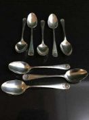 A set of nine silver teaspoons,