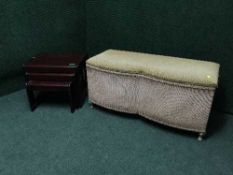 A loom blanket box and nest of tables