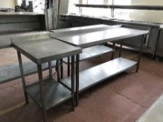 Two stainless steel prep tables