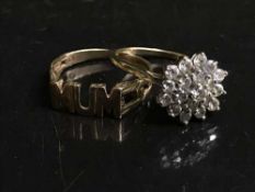 A 9ct gold and CZ cluster ring,