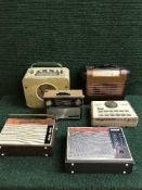 A box of vintage radios - Every Ready Sky Queen, Cossar radio,