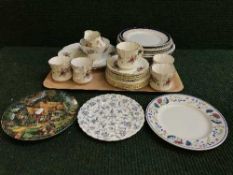 A tray of Royal Imperial tea set, collection of plates,