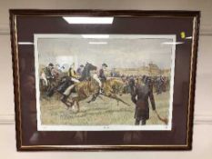 A colour print - The Derby, framed.