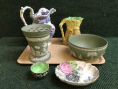 A tray of Burleigh ware jug, Maling finger bowl,