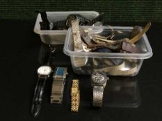 Two boxes of lady's and gent's wrist watches including Seiko,