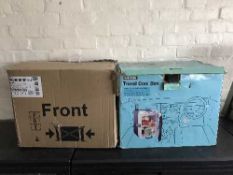 A Neff microwave oven and a Halfords cool box