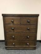 A Victorian beech five drawer chest,