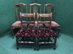 Three Queen Anne style chairs and a pair of antique chairs