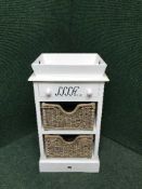 A painted bedside cabinet with lift off breakfast tray