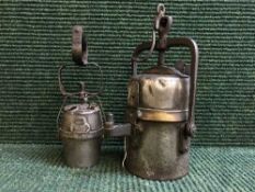 An antique Wolf safety lamp and one other