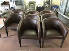 Eight purple upholstered tub chairs