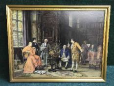 A mahogany framed print - High Level Bridge, published by A & J Brown,