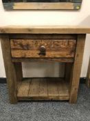 A reclaimed pine single drawer hall table