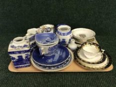 A tray of Royal Worcester china trio, Ringtons ware,