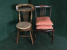 Two late Victorian mahogany bedroom chairs