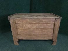 A rustic pine hay bin