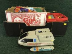 A box of loose Lego, Lego instruction books,