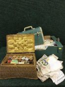 A box of vintage table linen,