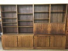 A Danish rosewood twin section bureau bookcase