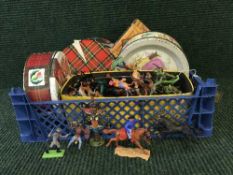 A basket of plastic soldiers - Brittans etc