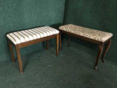 Two mahogany duet stools