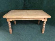 An oak barley twist pull out dining table