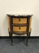 An ormolu mounted marble topped walnut chest