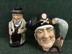 Two Royal Doulton character jugs - Long John Silver D6335 and Winston Churchill