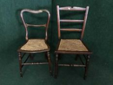 Two Edwardian bergere seated bedroom chairs
