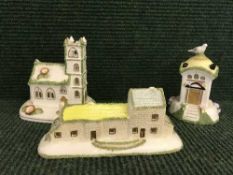 Four miniature Coalport china houses - Village church,
