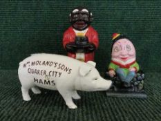 Three various metal money banks including - Humpty Dumpty etc.