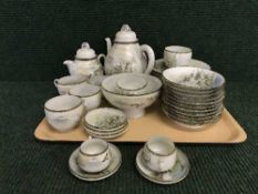 A tray of Japanese egg shell tea china and Alfred Meakin tea china