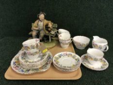 A tray of Shelley Spring Bouquet tea service and a Capo figure